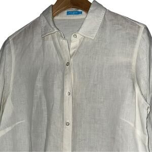 J. McLaughlin Women’s Size S White Linen Long Sleeve Button Down Oversized Shirt